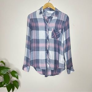 Rails Hunter Mulberry Blue Plaid Top Size XS